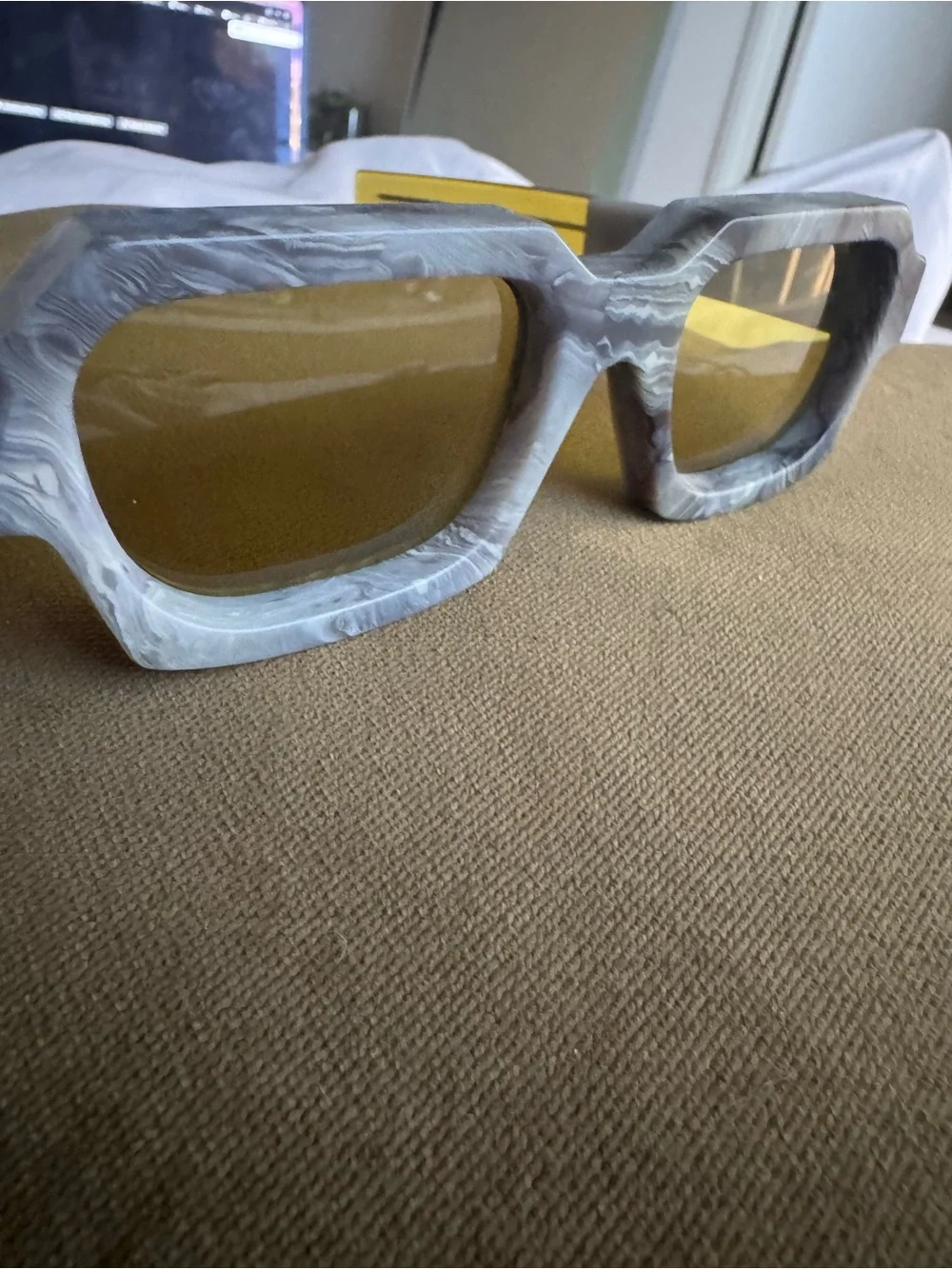 Marble-Effect Gray Sunglass Frame with Yellow Lenses - Home Accents